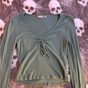 SO Green Ribbed Knit Top